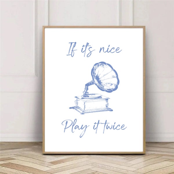 If It's Nice Play it Twice, Record Player Wall Art, Music Wall Art Prints, Retro Music Poster, Groovy Printable Poster, Trendy Retro Poster