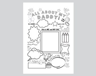 Printable all about My Dad Fill in the Blank Gift, Funny Fathers Day Gift, Printable Fathers Day, Worksheet for Kids, Classroom Activity