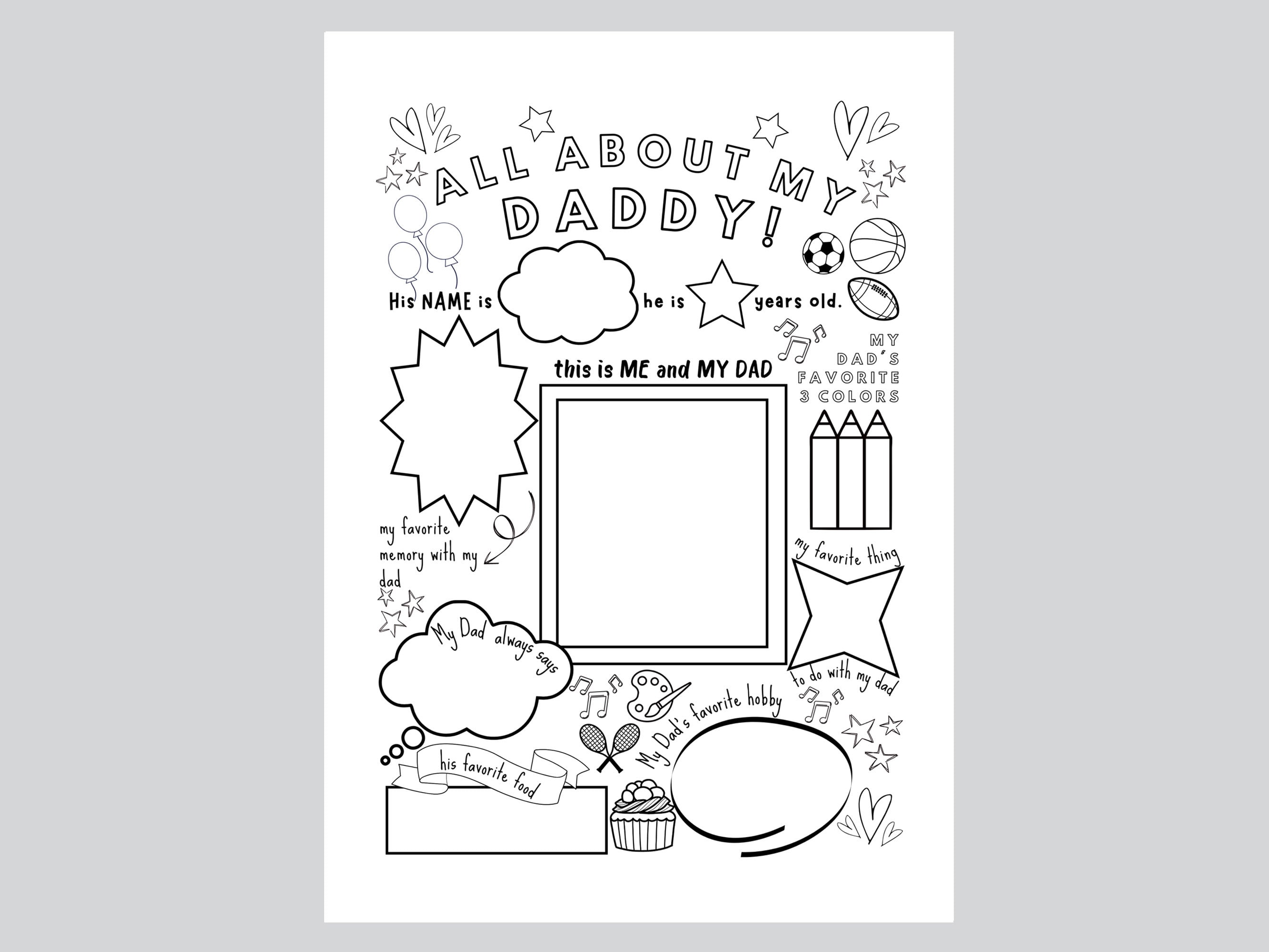Printable All About My Dad Fill in the Blank Gift, Funny Fathers Day ...