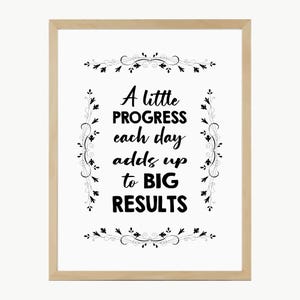 A Little Progress Each Day for Big Results, Motivational Wall Art, Counselor Office Decor, Inspirational Wall Art Motivational Quotes Prints