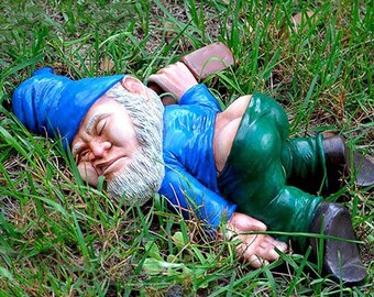 Drunk gnome, drunk garden gnome, tipsy gnome, funny gnome, novelty garden gnome, funny gnome ideas, sleeping gnomegarden gnome gifts