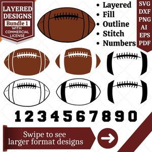 Lot de football en couches SVG | Football Designs SVG | Football SVG | Maillot de foot | Jour du match | Aperçu | Remplissage | Fichier de coupe Cricut, sublimation
