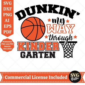 Kindergarten SVG | Basketball SVG | Back To School svg | School Shirt svg | Sports svg | Kids  svg| Cricut Cut File | Sublimation Files