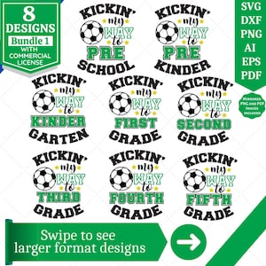 Pacote SVG de Volta às Aulas | SVG de Futebol | SVG para Escola | Designs de Camisas de Futebol | Primeiro Dia de Aula | Arquivos de Corte Cricut, Sublimação