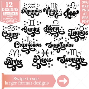 Sternzeichen SVG Bundle | Sternzeichen SVG | Horoskop svg | Retro Sternzeichen svg | Astrologie | Schnittdateien Cricut | Sublimationsdatei | PNG-Datei