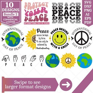 Paquete SVG del Día Internacional de la Paz / SVG de la Paz / Día de la Paz SVG / Camiseta de la Paz SVG / Diseños de Paz SVG / Archivo de corte Cricut / Sublimación