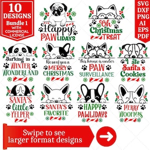 Hond kerst SVG-bundel | Kerstmanpoten SVG | Hondenliefhebbers SVG | Kerst hond svg | Pawlidays-svg | Kerstman-svg | Cricut gesneden bestand | Sublimatie
