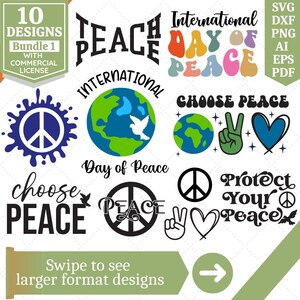 Lot SVG de la Journée internationale de la paix | Paix SVG | Jour de la paix svg | Chemise paix svg | Motifs de paix svg | Fichier de coupe Cricut | Sublimation