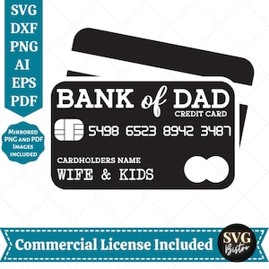 Bank of Dad SVG, Daddy SVG, Dia dos Pais SVG, Daddy svg, Best Dad svg, Papa svg, Paternidade svg, Arquivos cortados para Cricut, Sublimação