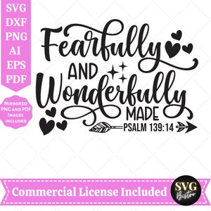 | SVG craintif et merveilleux Citations chrétiennes SVG | Verset biblique SVG | Écriture svg | Jésus svg | | religieux Cricut Cut Files, Sublimation