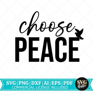 平和を選択 SVG | 平和 SVG | 国際平和デー svg | 世界平和 svg | すべての人に平和 svg | Cricut カット ファイル | 昇華