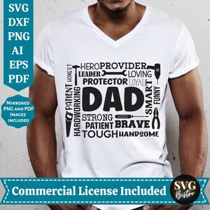 Dad SVG, Daddy Word Cloud SVG, Dia dos Pais SVG, Daddy svg, Best Dad svg, Papa svg, Paternidade svg, Arquivos cortados para Cricut, Sublimação