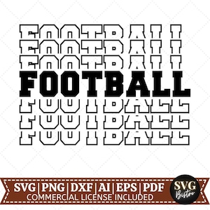 Football empilé SVG | Football SVG | Football Designs SVG | Maillot de foot | Jour du match | Cadre divisé | Fichiers de découpe Cricut | Sublimation