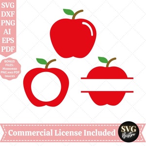 Monogramma Apple SVG / Monogramma insegnante SVG / Camicia insegnante SVG / Ritorno a scuola SVG / Camicia scuola SVG / Vita da insegnante / Taglia file per Cricut