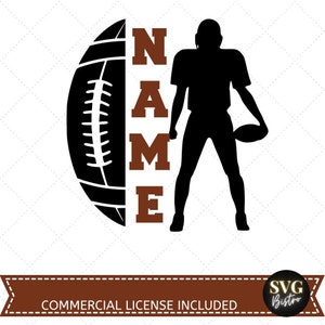 Football Split monogramme SVG | Football Designs SVG | Football SVG | Maillot de foot | Jour du match | Cadre divisé | Fichiers de découpe Cricut, sublimation