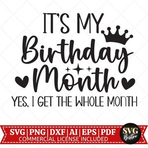 Mes de cumpleaños SVG / Feliz cumpleaños SVG / Cumpleaños Reina SVG / Camisa de cumpleaños svg / Birthday Crew / Camisa de cumpleaños / Archivos de corte para Cricut