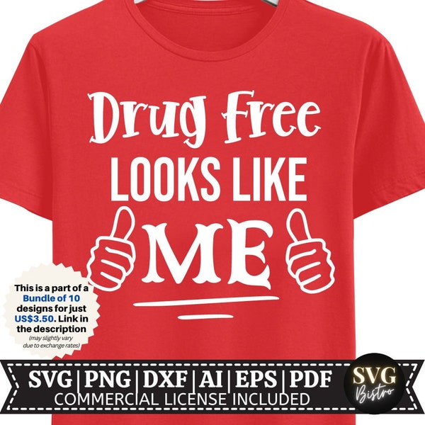 Drug Free Like Me SVG | Red Ribbon Week SVG | No To Drugs SVG | Drug Free svg | Anti-Drug svg | Red Ribbon | Cricut Cut File | Sublimation