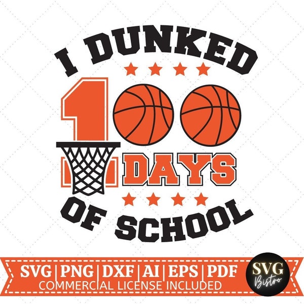 100 Days of School SVG | Basketball SVG | Back To School SVG | School Shirt svg | Sports | 100 days | Cricut svg Cut File | Sublimation File