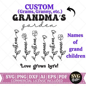 Personalisierte Omas Garten SVG | Oma SVG | Geschenke für Oma svg |  Cricut Datei Sublimation