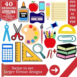 Pacote SVG de material escolar | Pacote SVG de professor | SVG de volta às aulas | Material escolar svg de professor | svg de professor | Arquivos de corte para Cricut