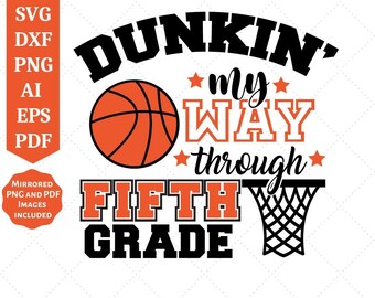 Fünfte Klasse SVG | Basketball SVG | Zurück in der Schule svg | Schule Shirt svg | Sport svg | Kinder svg| Cricut Cut-Datei | Sublimationsdateien