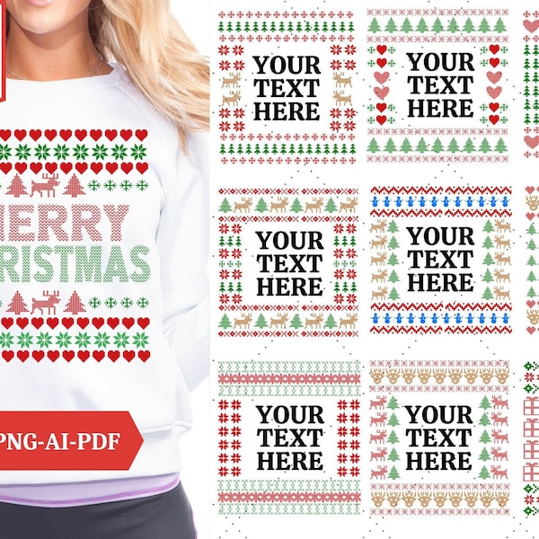 Ugly Sweater Frame SVG Bundle | Christmas Ugly Sweatshirt SVG | Christmas Shirt SVG | Group Shirt | Cricut Cut File | Sublimation