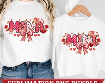 Valentine Mama and Mini Coquette png, Valentine png, Mama Valentine png, Valentines day png, Valentine png bundle, Valentine Matching Shirt