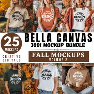 Bella Canvas 3001 Tshirt Jesienny pakiet makiet Jesienny makiet Halloween Makieta Koszula Bella Canvas Koszula Miękka kremowa Makieta Makieta Jesienny makiet