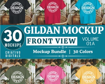 Gildan Front View Tshirt Mockup Bundle Men Unusex | Gildan Men and Women | Lifestyle Mockups, Trendy Shirt Mocks | Gildan Model Mockups