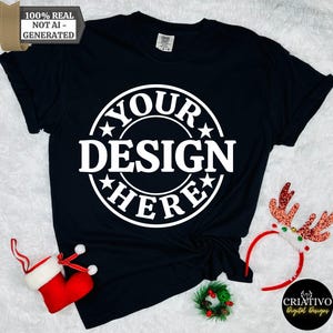 Schwarz Comfort Colors 1717 Tshirt Weihnachten Mockup Weihnachts Shirt Comfort Colors Shirt Weihnachten Mockup gemütlich Urlaub Weihnachten Ästhetik