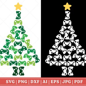 Albero di Natale Gamer SVG, Game Controller Assemble Tree Svg, X-mas Tree Gaming Lover Svg, Download immediato, file svg per Cricut