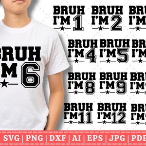 Bruh verjaardag SVG, verjaardag kerel SVG, feestvarken Svg, verjaardag Svg, verjaardag Shirt Svg, peuter Svg, Svg voor Cricut, silhouet