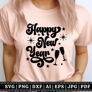 Nouvel An 2024 SVG | Rétro Groovy SVG | Bonne année 2024 SVG | Citation du Nouvel An | Chemise du Nouvel An | Fichier de coupe Cricut | Fichier de sublimation