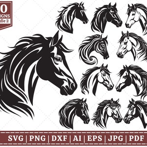 Pferdekopf SVG Bundle | Pferd Silhouette SVG | Pferd SVG | Pferdeliebhaber svg | Pferd Designs svg | Reiter svg | Cricut-Schnitt-Datei