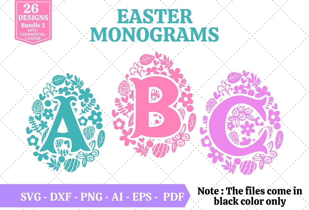 Easter Monograms SVG Bundle Easter SVG Happy Easter SVG Split Monograms