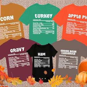 Lot de chemise familiale nutritionnelle pour Thanksgiving | Action de grâces SVG | de Thanksgiving SVG | Nutrition svg | Fichier de coupe Cricut | Sublimation