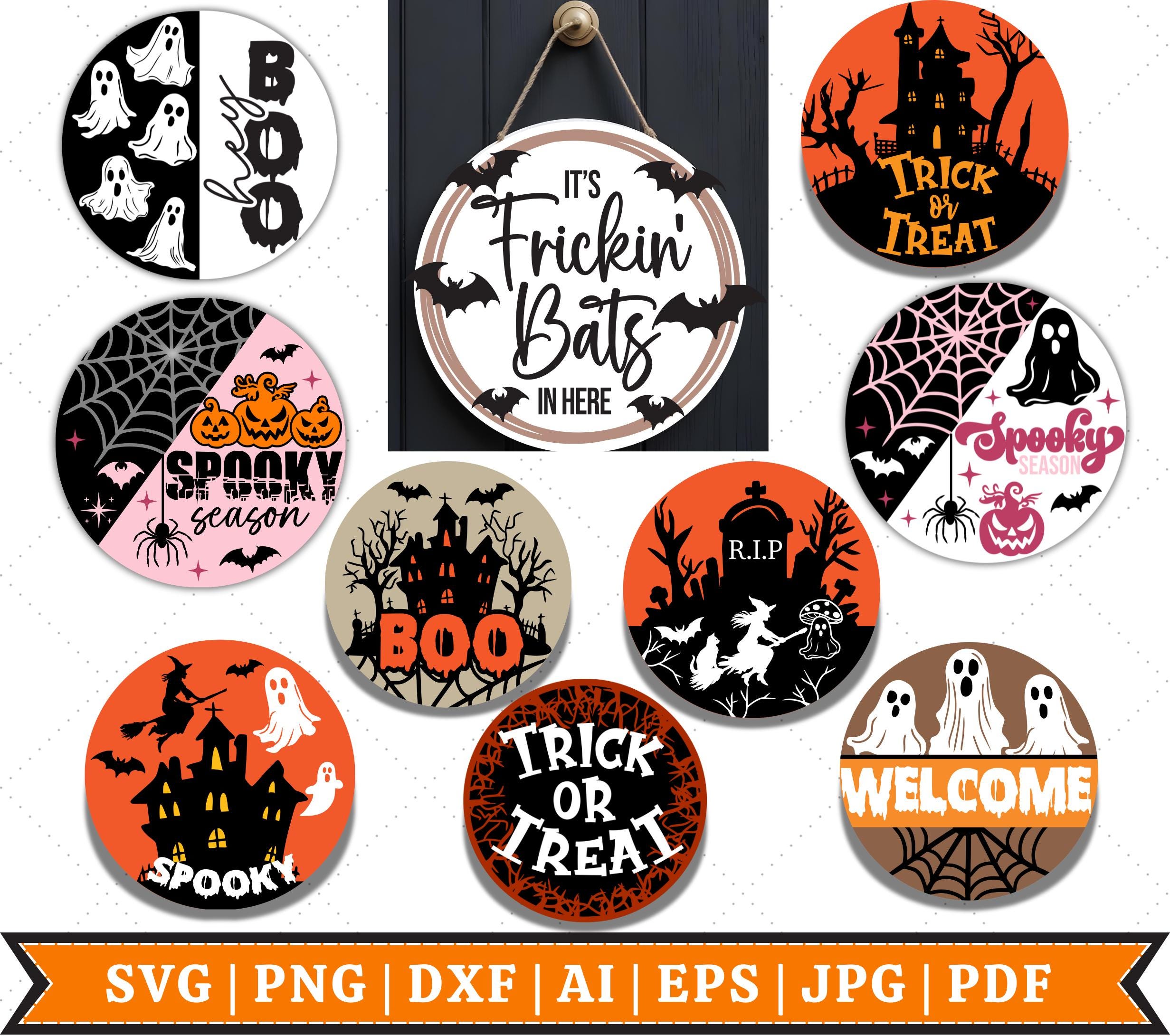 Halloween Door Hanger SVG Bundle, Halloween Welcome Sign, SVG Cut Files ...