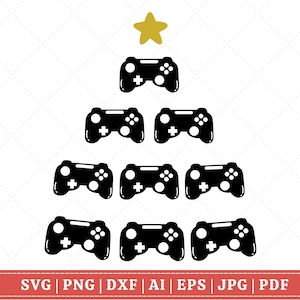 Albero di Natale Gamer SVG, Game Controller Assemble Tree Svg, X-mas Tree Gaming Lover Svg, Download immediato, file svg per Cricut