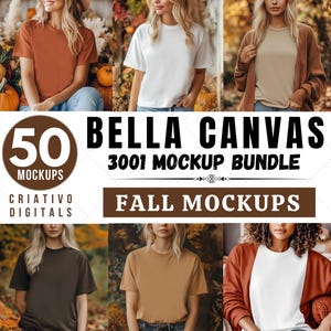 Bella Canvas 3001 Tshirt Jesienny pakiet makiet Jesienny makiet Halloween Makieta Koszula Bella Canvas Koszula Miękka kremowa Makieta Makieta Jesienny makiet