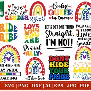 Gay Pride SVG Bundle, LGBTQIA Svg Bundle, Proud Ally svg, Gay Pride svg, lesbian svg, Pride Month svg, Cut Files for Cricut, Sublimation