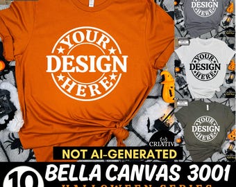 Bella Canvas 3001 Tshirt Halloween Mockup Bundle | BC 3001 T-Shirt Mock-up Bundle | Real Model | Fun Trendy Spooky Fall Halloween Shirt Mock