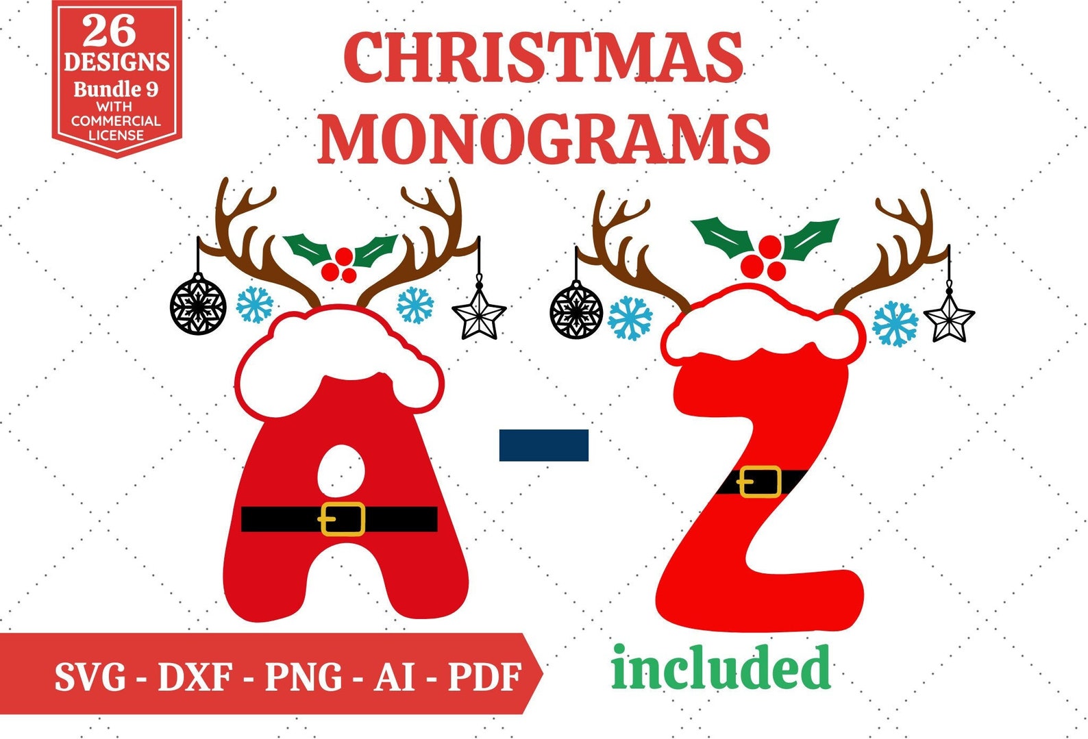 Christmas Monograms Bundle | Christmas Alphabet Monograms SVG | Santa ...