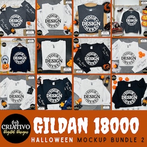 Gildan 18000 Halloween Mockup Bundle, G18000 Crewneck Thanksgiving Collection, Trendy Fall Shop Bundle, Popular Unisex Sweatshirt Mock-ups
