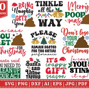 Pacchetto di carta igienica natalizia divertente in formato SVG / Regalo di Natale divertente in formato SVG / Segnali divertenti per il bagno in formato SVG / Maglietta di gruppo / File di taglio Cricut / Sublimazione