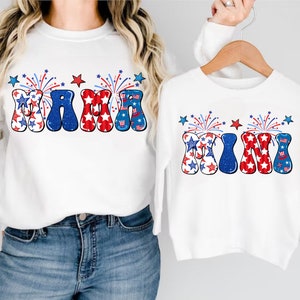 American Mama and Mini-sublimatie, png PNGEgg | Vier juli-png-bestand | Bijpassend shirt png | Moeder en dochter | Amerikaans | Sublimatiebestand