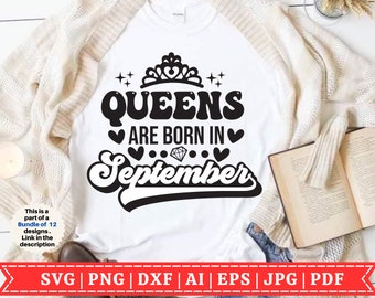 September Geburtstag Königin SVG | Geburtstagskönigin SVG | Geburtstag SVG | Geburtstag Mädchen svg | Geburtstag Shirt svg | Datei für Cricut |Silhouette