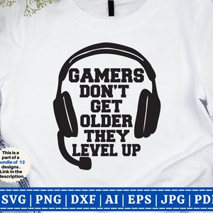 Level UP SVG | Zabawny Gamer SVG | Gamer svg | Gry wideo svg | Koszulka dla chłopców svg | Kontroler gier | Koszulka Gamer | Plik do cięcia Cricut | Sylwetka