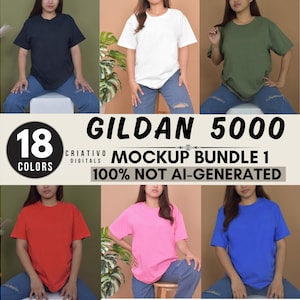 Gildan 5000 Mockup Bundle, Gildan T-Shirt Mockup Bundle Print On Demand, Bekleidung Mockup Bundle, Gildan Mockup Bundle Sofort-Download