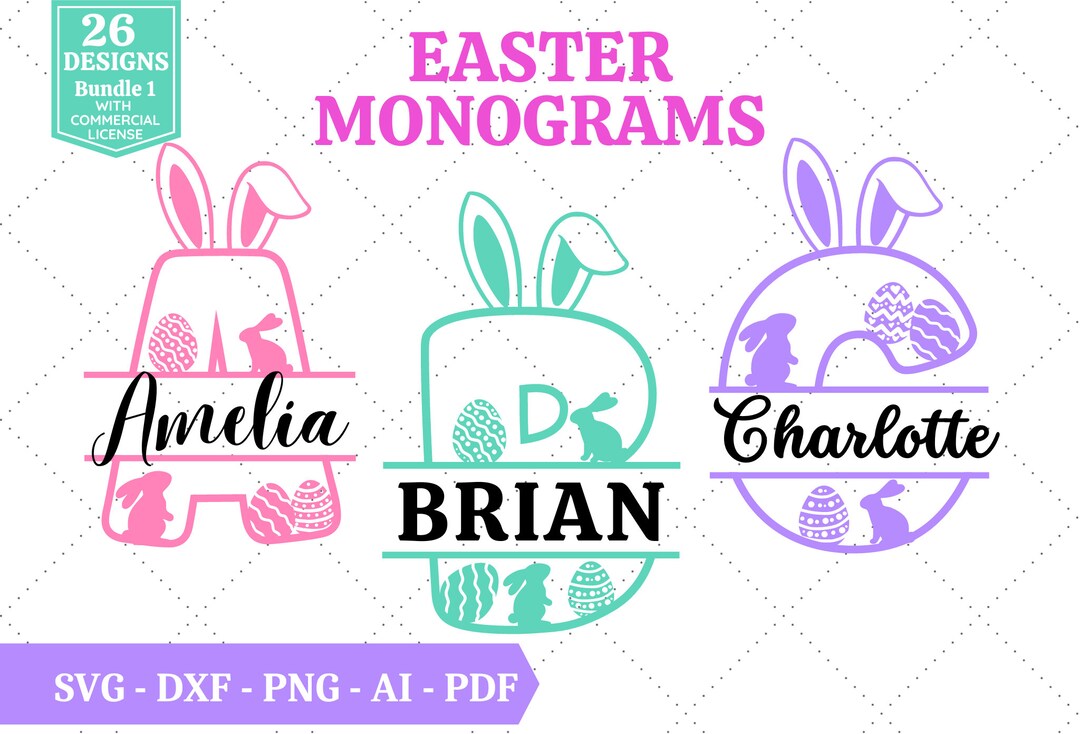 Easter Monograms SVG Bundle Easter SVG Happy Easter SVG Split Monograms