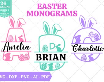 Ostermonogramme SVG Bundle | Ostern SVG | Frohe Ostern SVG | Split Monogramme svg | Kinder Shirt svg | Cricut Datei | Sublimation